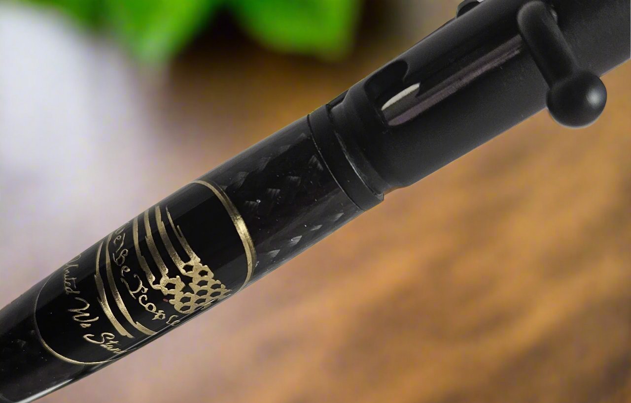 Pen: We the People Coin Bolt Action with a Black Carbon Fiber Sleeve and Black Chrome Pen Kit