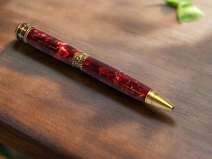 Pen: Faith, Hope, and Love Pen with Crushed Red Velvet and Antique Brass Pen Kit