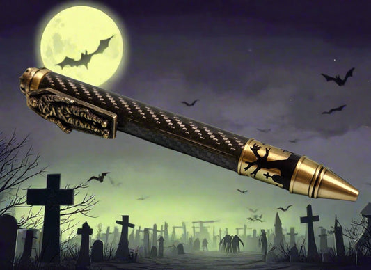 Pen: Haunted Halloween Carbon Fiber Clear Resin Pen with a Halloween Antique Brass Pen Kit