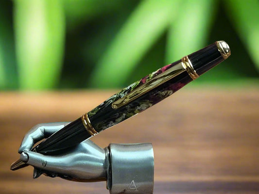 Pen: Fractal Angel Label Cast with a Titanium Gold and Black Titanium Pen Kit