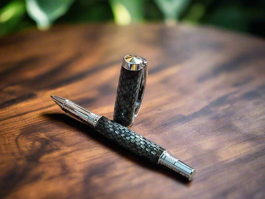 Pen: Capped Snake Skin Pen with a Chrome and Gold Accented Pen Kit