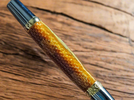 Pen: Copperhead Snake Skin Pen with Chrome and Gold Accented Pen Kit