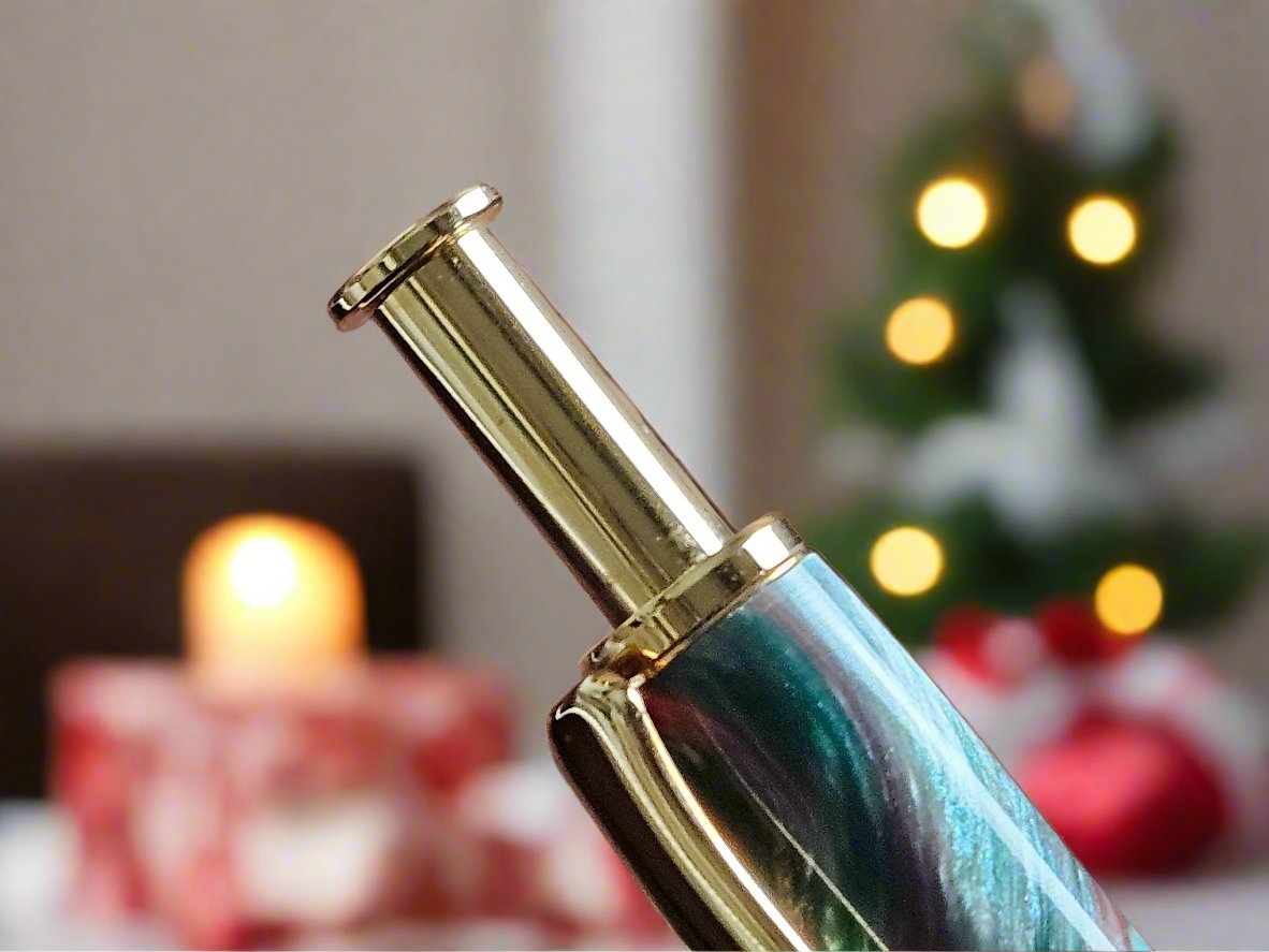 Pen: Christmas Multi-Tone Resin Clicker Pen and Pencil Set with a Gold Pen and Pencil Kit