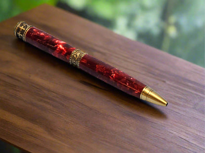 Pen: Faith, Hope, and Love Pen with Crushed Red Velvet and Antique Brass Pen Kit