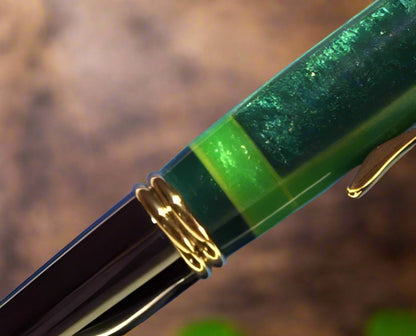 Pen: Green "Gisi Style" Pen with a Black Titanium Pen Kit with Gold Accents